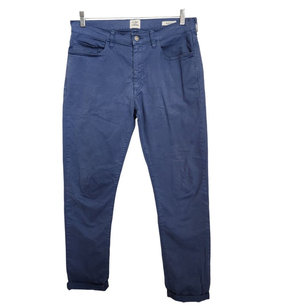 Flint And Tinder‎ Slim Fit Chino Pants Cotton Spandex Stretch 33x32 (33x31) Blue